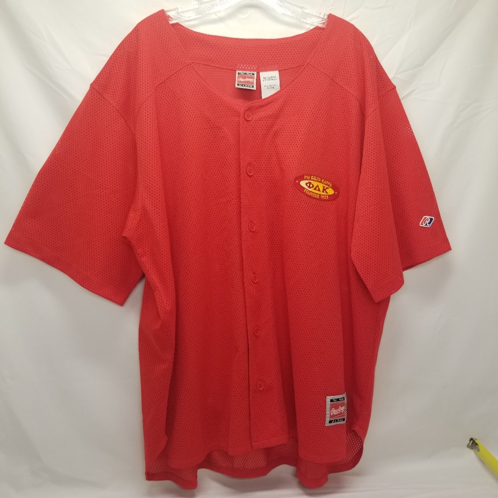 Rawlings Mens Size 2XL Phi Delta Kappa Baseball Jersey Red Mesh Short Sleeve